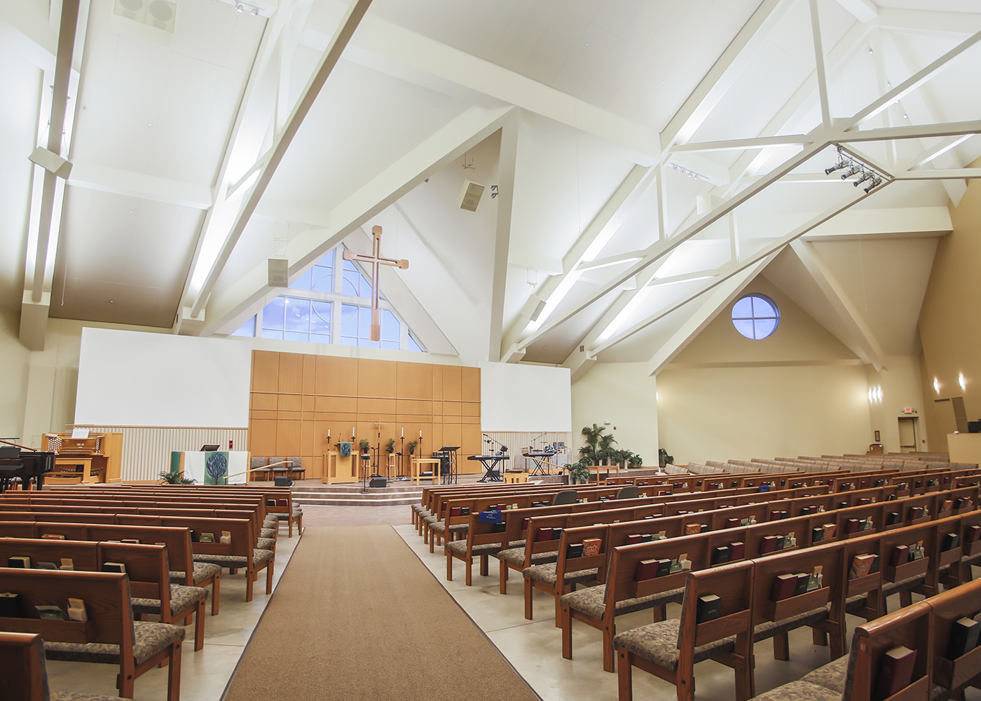 inside of church with pews