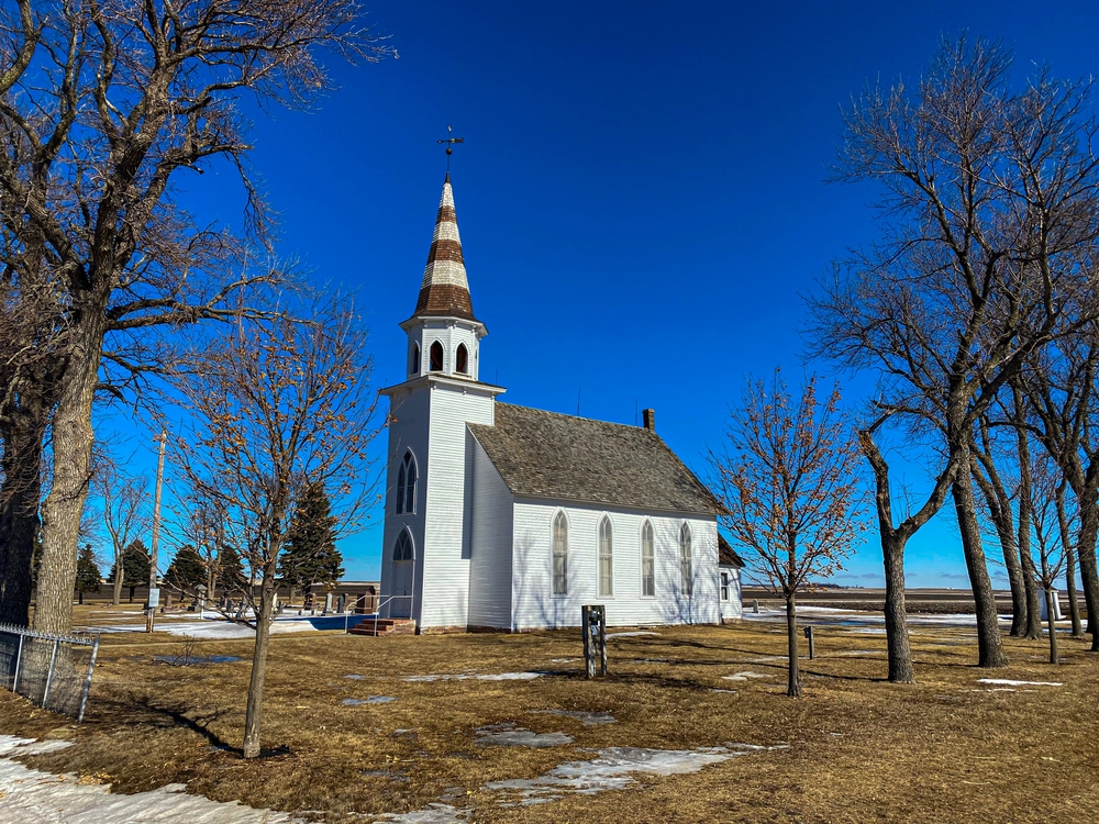 A small wooden church in rural Minnesota.
