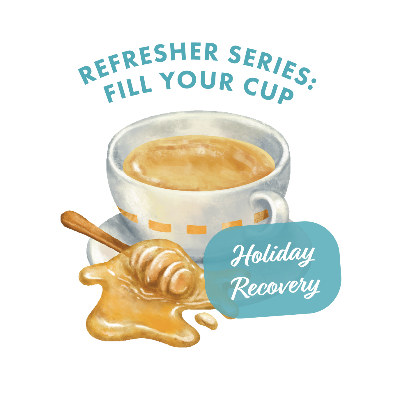 illustration of tea cup and honey